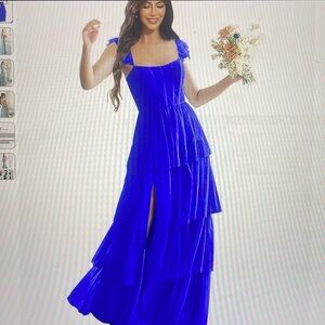 Elegant Blue Layered Maxi Dress